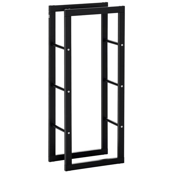 Range bûches Etagère porte bois de cheminée porte-bûches intérieur et extérieur charge max. 100 Kg dim. 40L x 25l x 100H cm métal noir - Image 1