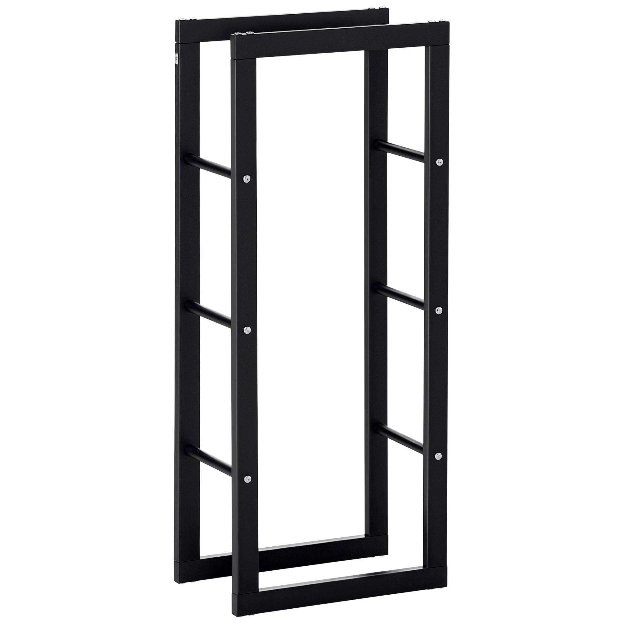Range bûches Etagère porte bois de cheminée porte-bûches intérieur et extérieur charge max. 100 Kg dim. 40L x 25l x 100H cm métal noir - Image 1