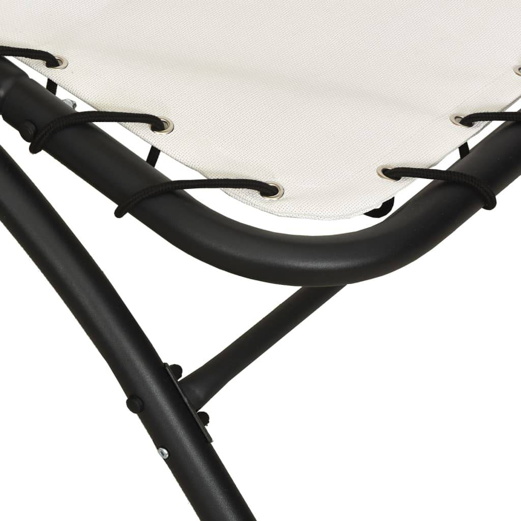 Helloshop26 - Transat chaise longue bain de soleil lit de jardin terrasse meuble d'extérieur avec auvent crème 167x80x195 cm tissu et acier - Image 4