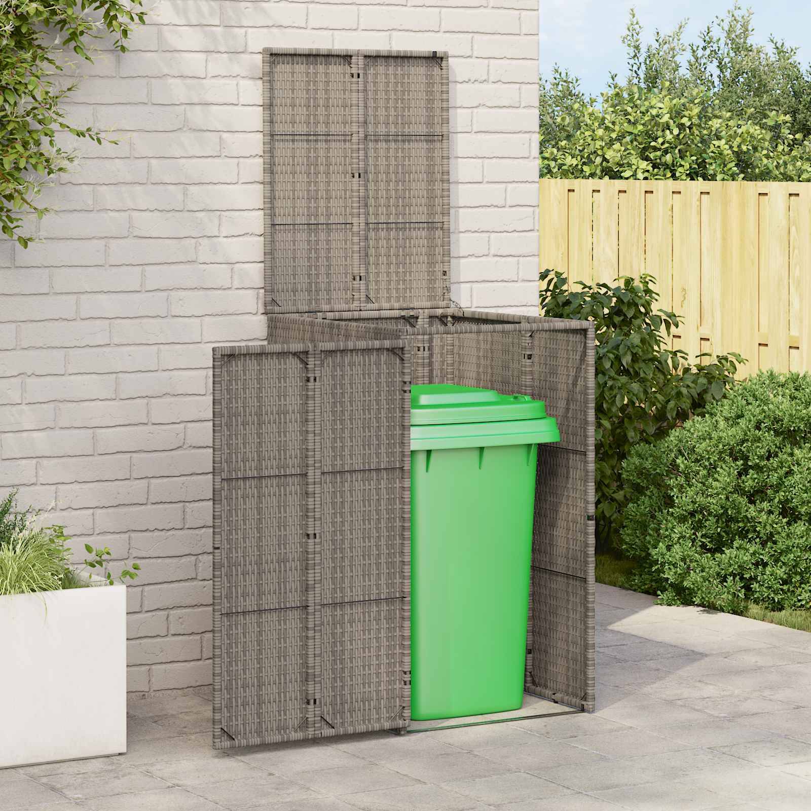 Cache-poubelle polyéthylène gris 65 x 80 x 115 cm - PANGIVO