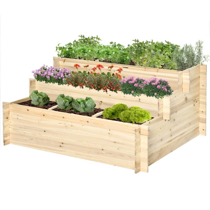 Bac à plantes Bois naturel 117 x 100 x 54 cm - PANGIVO - Image 1