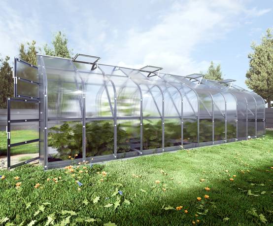 KLASIKA GREENHOUSES - Serre de jardin polycarbonate 2,5 x 8 m (20 m²) 6 mm 4 volets automatiques - Klasika - Image 3