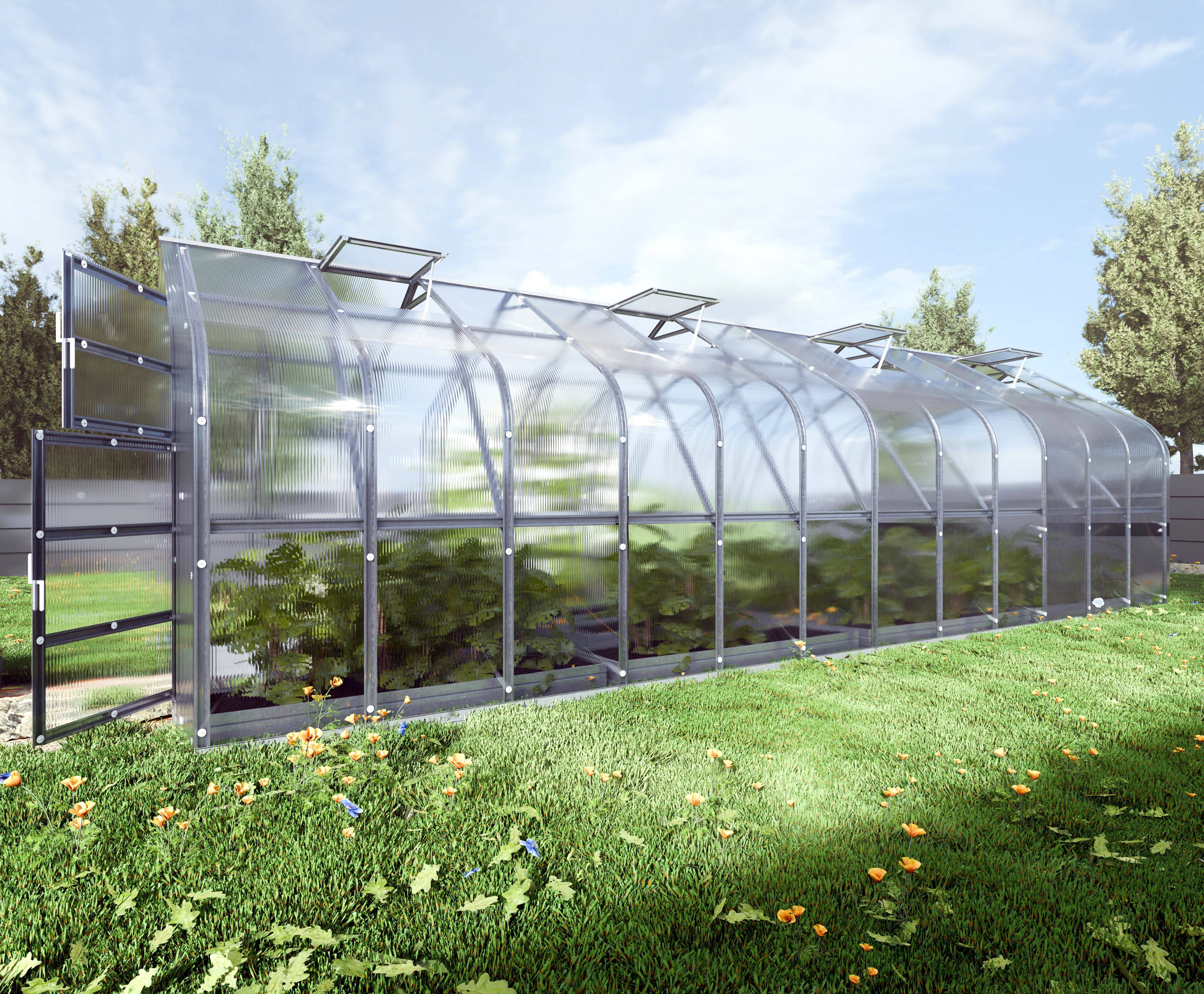 KLASIKA GREENHOUSES - Serre de jardin polycarbonate 2,5 x 8 m (20 m²) 6 mm 4 volets automatiques - Klasika - Image 3