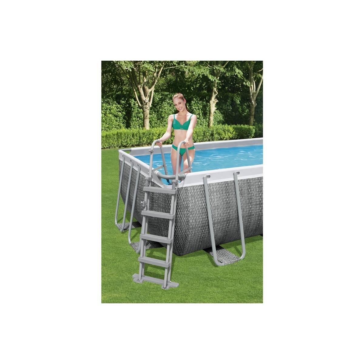 Bestway - Piscine tubulaire 549 x 274 x 122 cm BESTWAY hors sol rectangulaire Power Steel™ effet rotin - Image 4