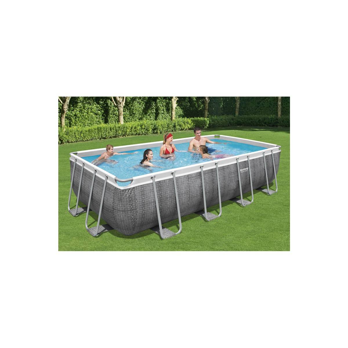 Bestway - Piscine tubulaire 549 x 274 x 122 cm BESTWAY hors sol rectangulaire Power Steel™ effet rotin - Image 2