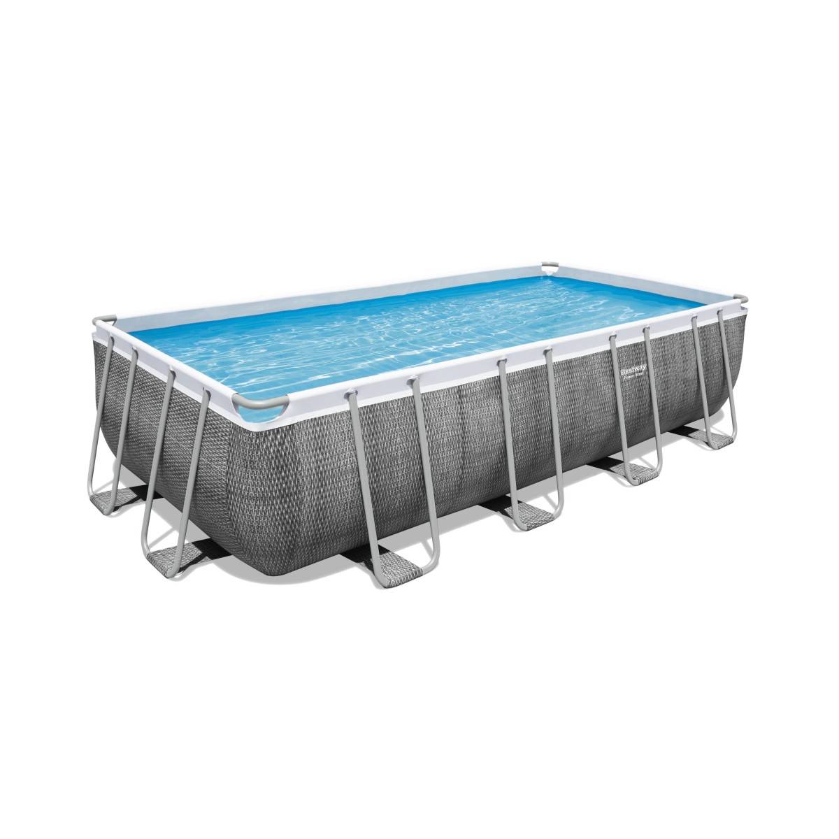 Bestway - Piscine tubulaire 549 x 274 x 122 cm BESTWAY hors sol rectangulaire Power Steel™ effet rotin - Image 1