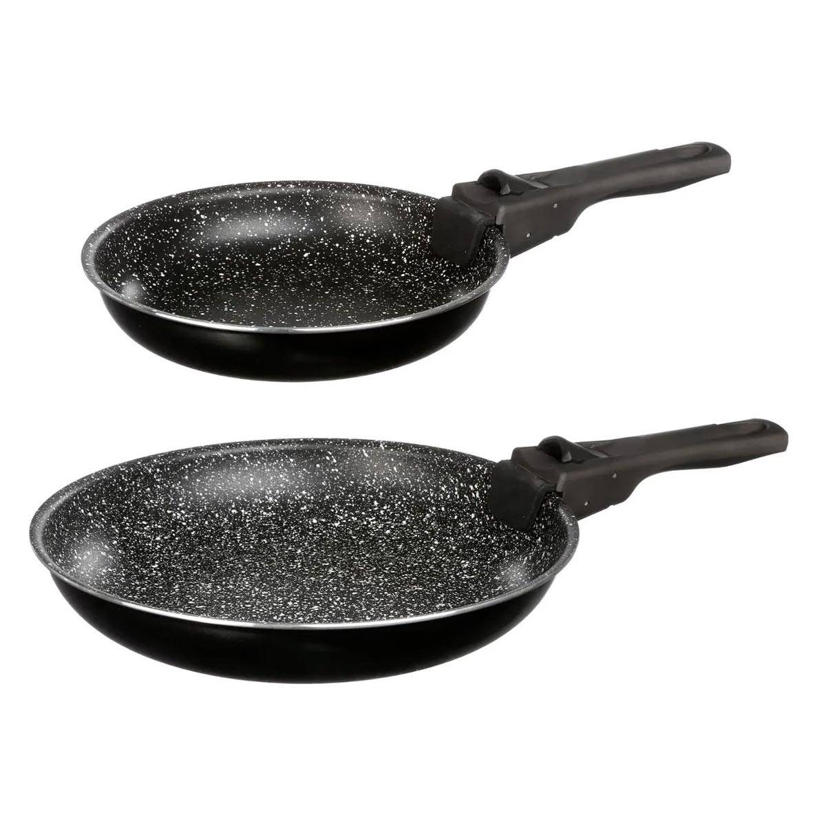 Set de 2 Poêles & 1 Poignée Amovible "Pierre" 26cm Noir - Image 1