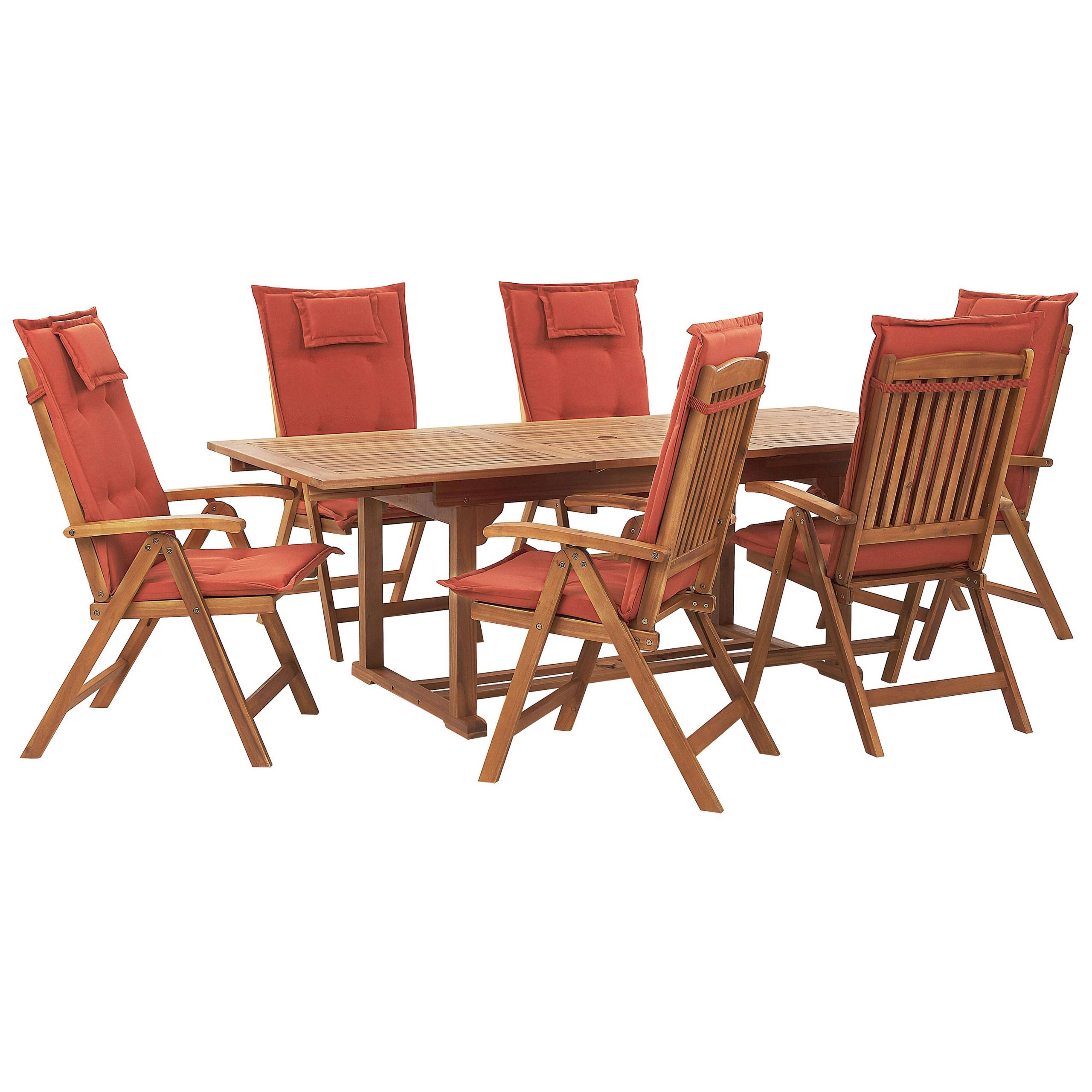 Beliani - Set de Jardin Salle à Manger Extérieure en Bois d\'Acacia Foncé Table Extensible et 6 Chaises Pliantes pour Style Rustique et Toscane - Image 1