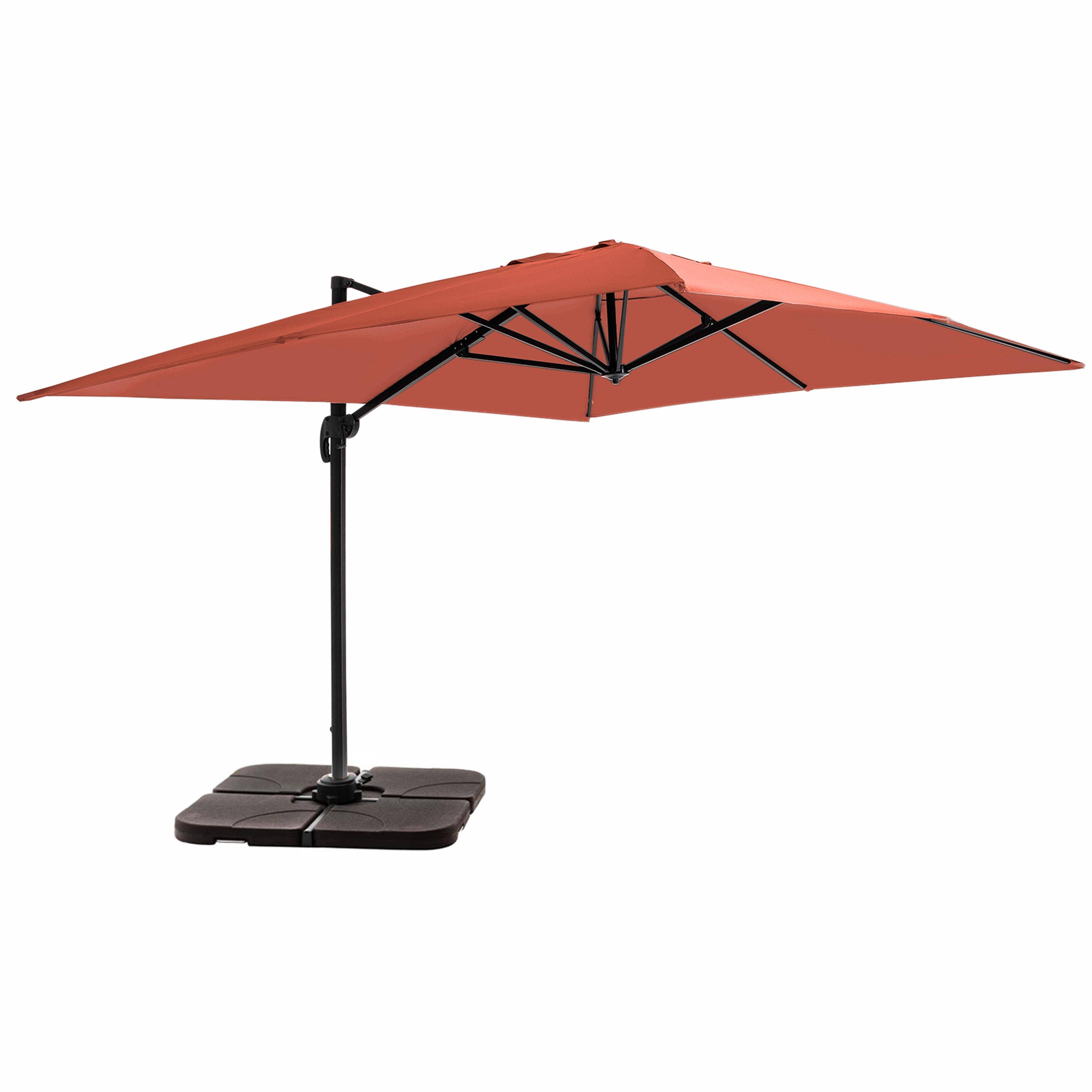 Oviala - Parasol déporté 4x3 m inclinable + 4 dalles à lester terracotta Caserta - Oviala - Image 1