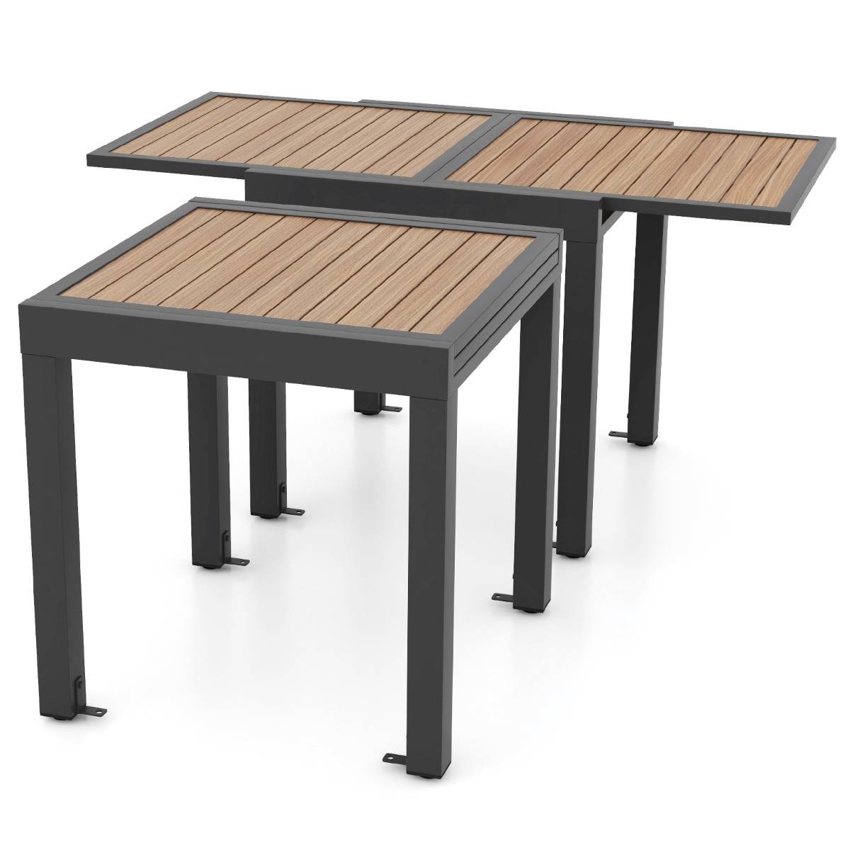 Table de Jardin Extensible en Aluminium Ajustable de 80 à 160 CM Table à Manger Extérieure Rectangulaire pour 4-6 Personnes Naturel - Image 1