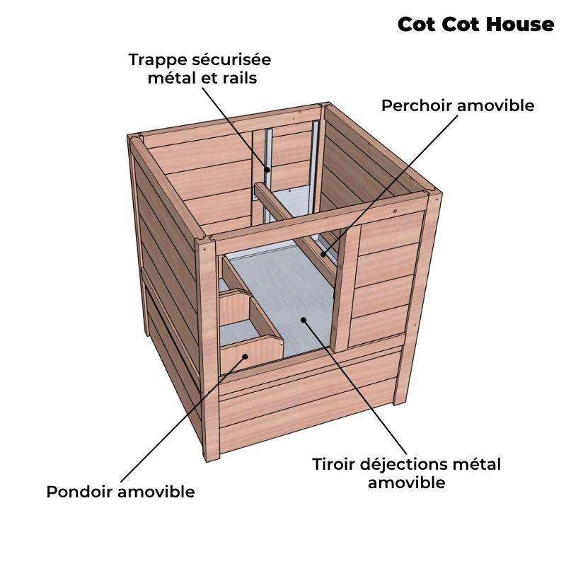 Poulailler 4 poules solide et pratique - modèle Houdan - Cot Cot House - Image 3
