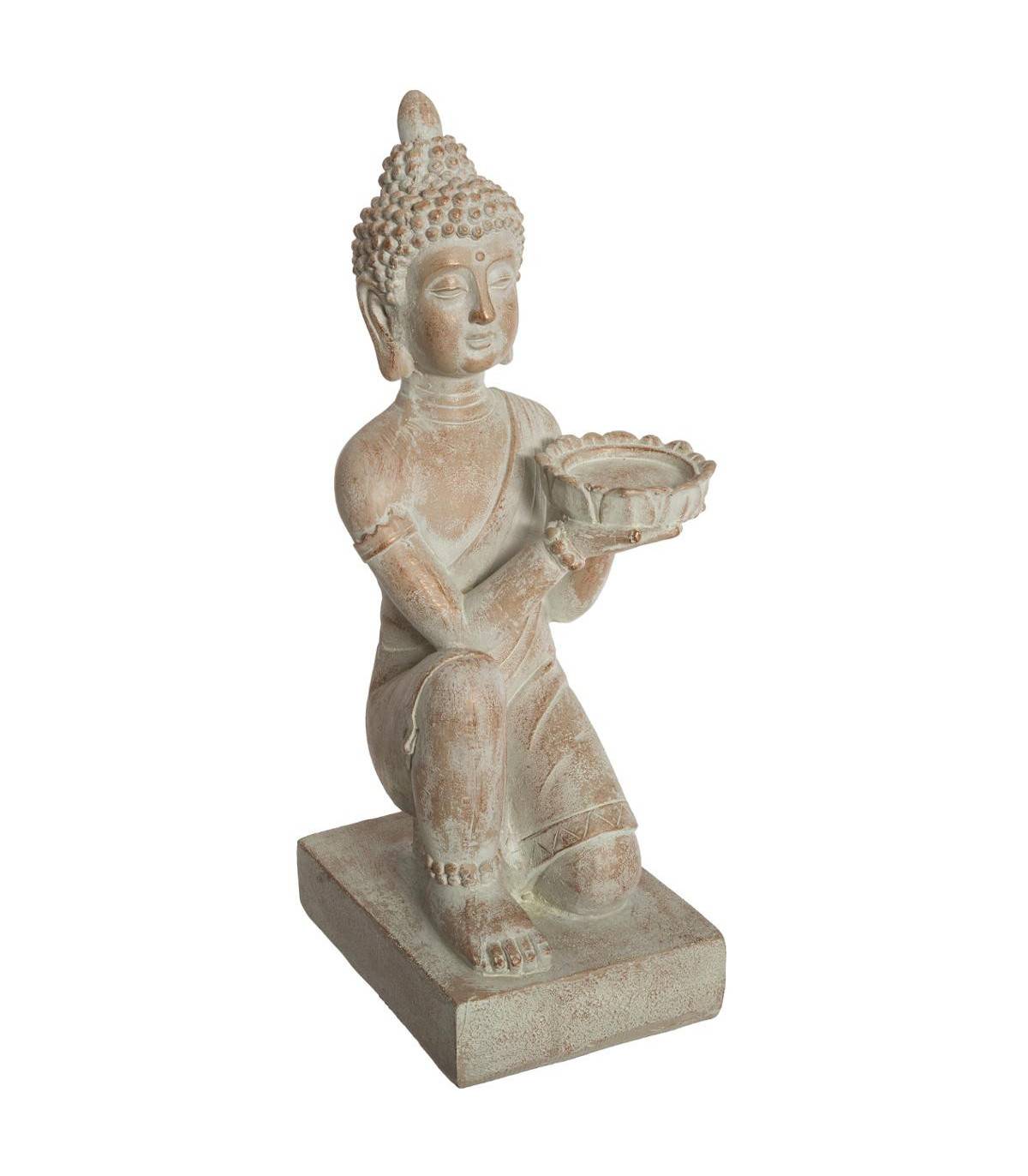 Objet décoratif Bouddha en résine effet blanchie H 43 cm - Image 1