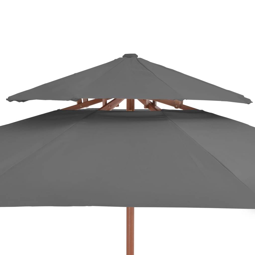 Helloshop26 - Parasol double avec mât en bois 270 cm anthracite - Image 5