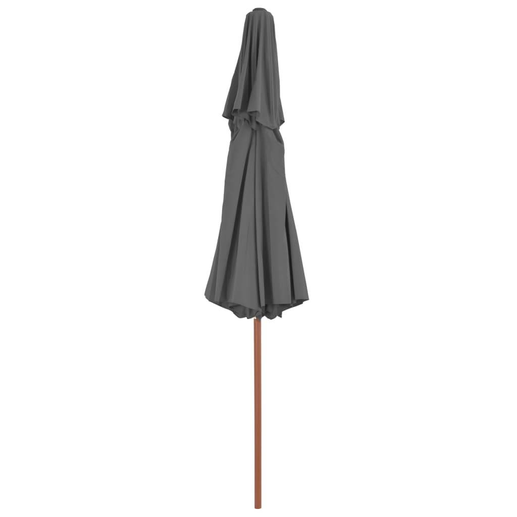 Helloshop26 - Parasol double avec mât en bois 270 cm anthracite - Image 4