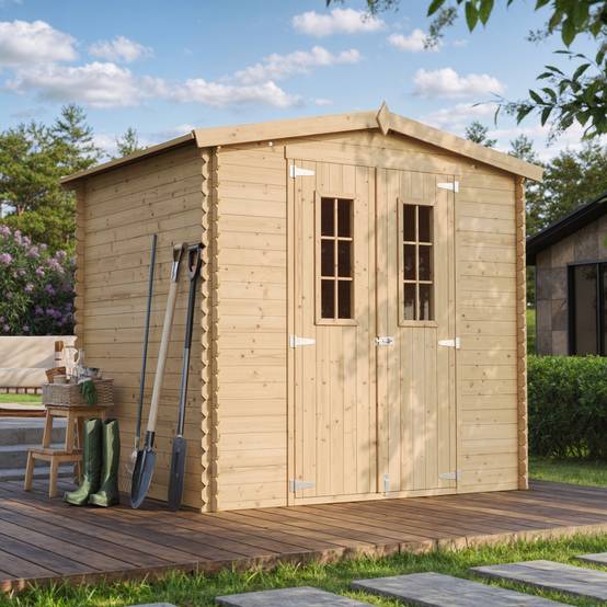 Timbela - Abri de jardin en bois - Stockage extérieur I236xL226xH218 cm/ 4.33 m² - Petit abri à outils, Local à vélos - 19 mm d’épaisseur - Timbela M369C - Image 1