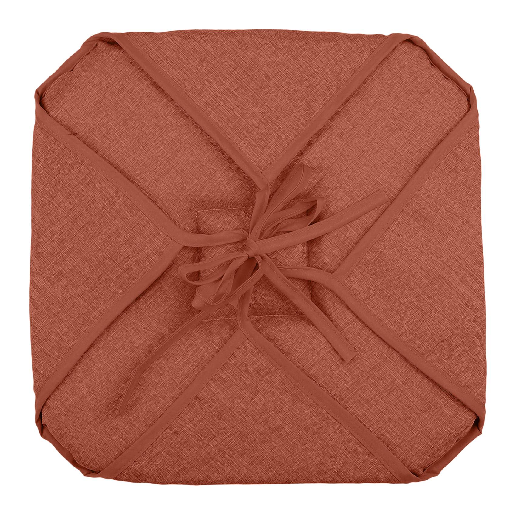 Lovely Casa - Galette de chaise italienne et unie - LOVELY CASA - Polyester - Terracotta - Image 2