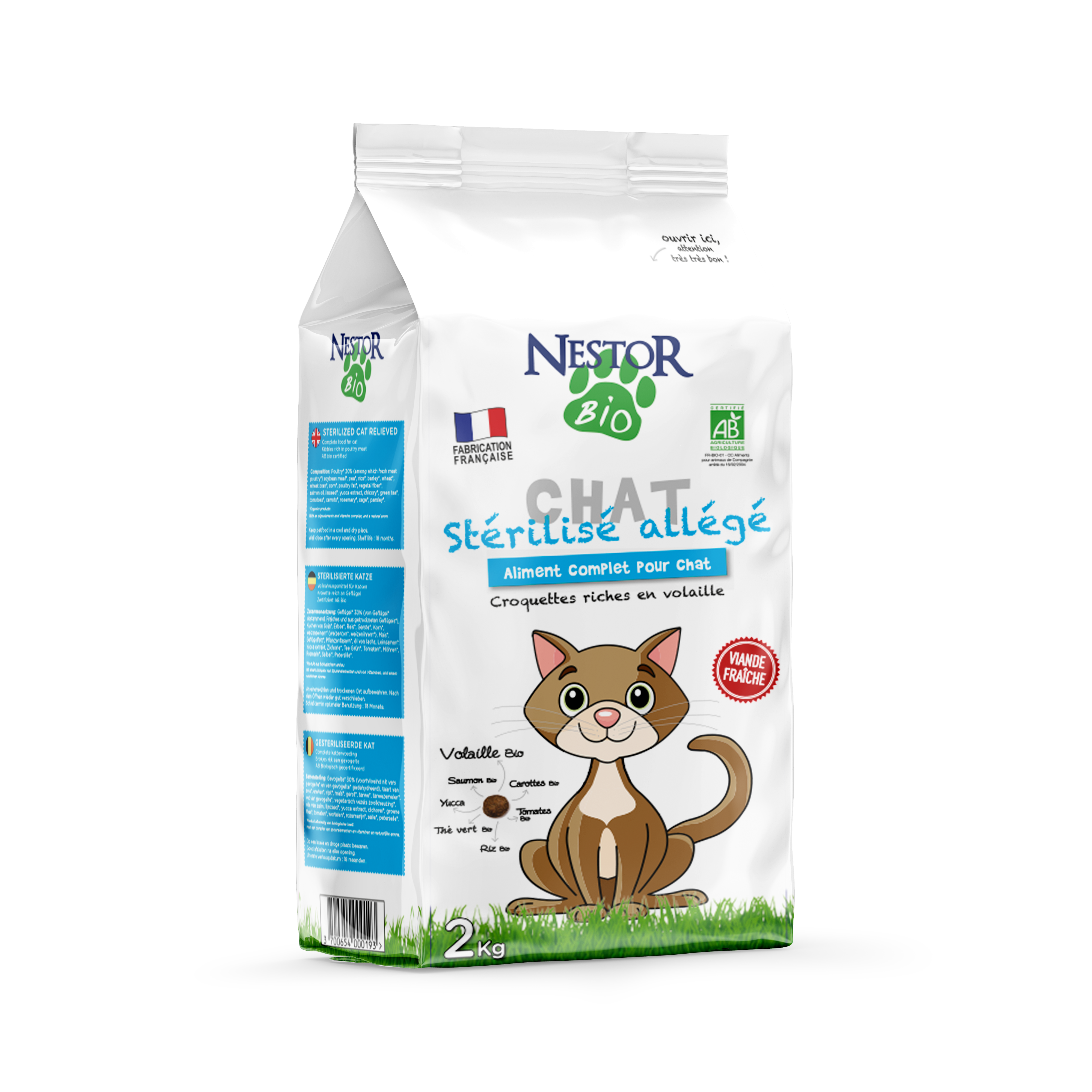 Nestor - Croquettes Bio à la Volaille pour Chat Stérilisé - Image 1