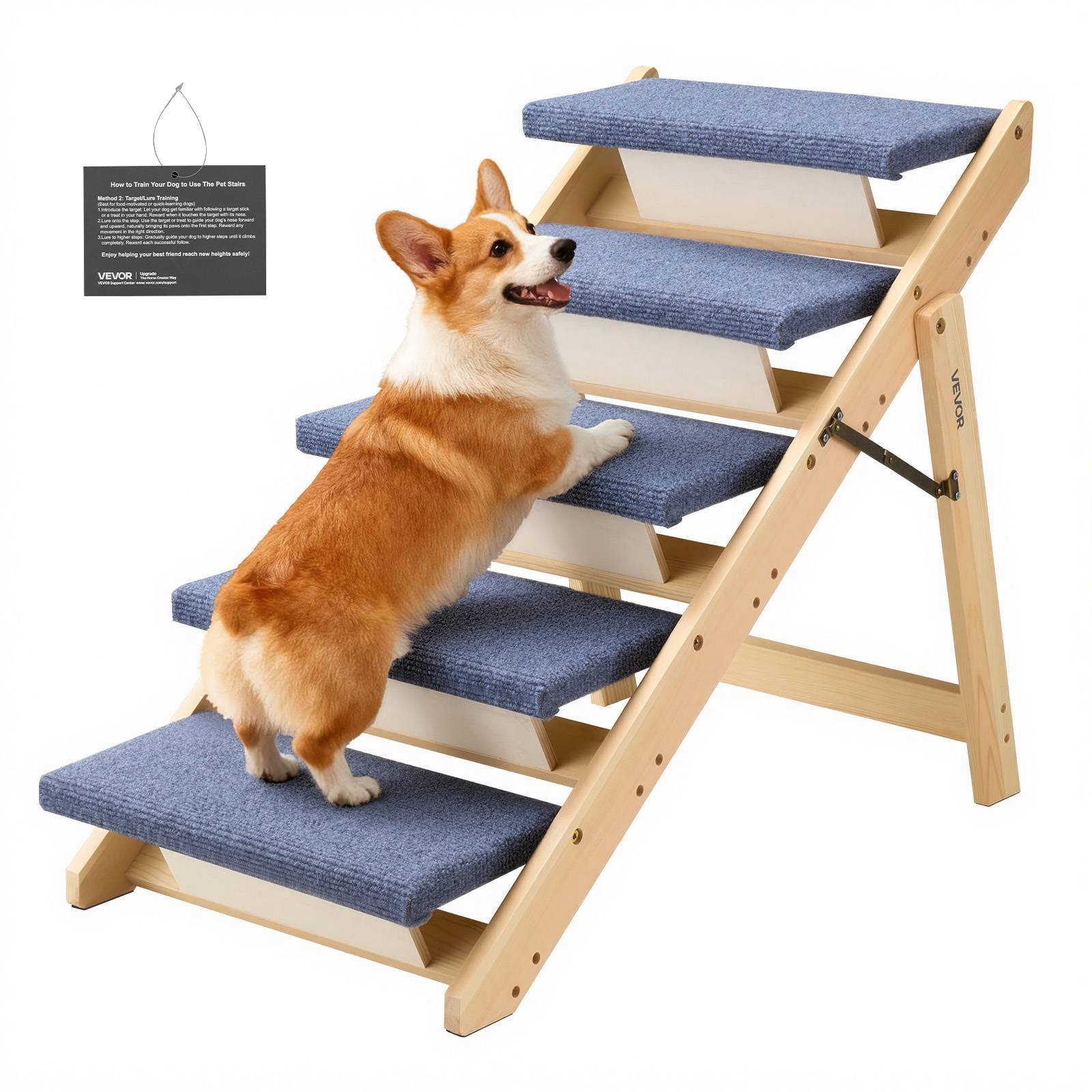 Vevor - VEVOR Escalier Chien Pliable 5 Marches Rampe Canapé Lit Voiture Jusqu'à 68 kg - Image 1