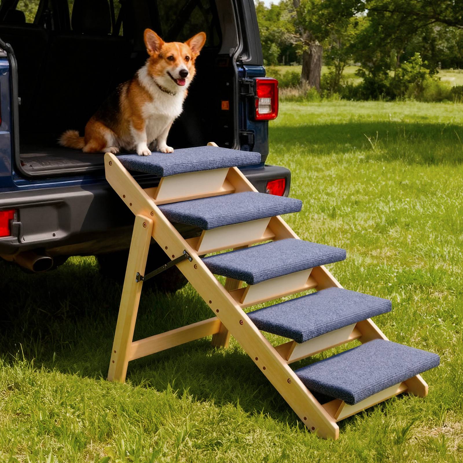 Vevor - VEVOR Escalier Chien Pliable 5 Marches Rampe Canapé Lit Voiture Jusqu'à 68 kg - Image 8