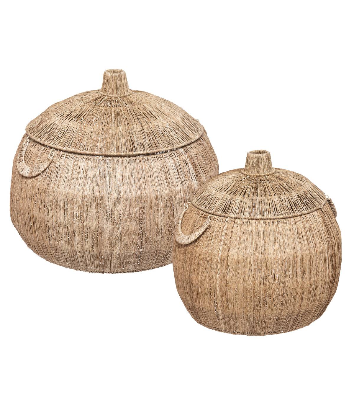 Set de 2 Paniers de rangement en Jute avec couvercle - Image 1