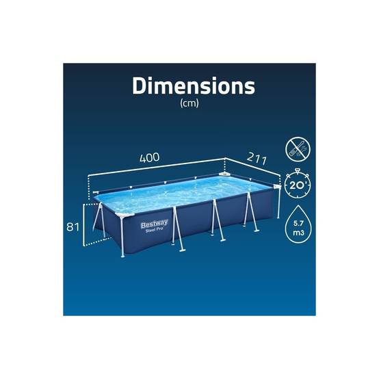 Bestway - Piscine hors sol rectangulaire 400x211x 81Cm Anti-Corrosion, Liner PVC Renforcé, Pompe de Filtration Incluse 5700L Bestway - Image 3
