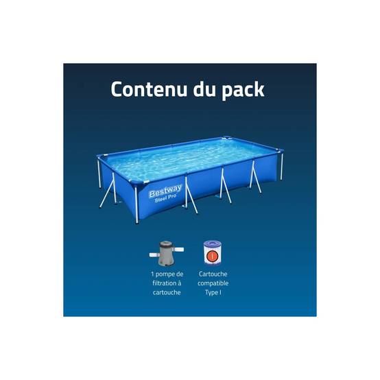 Bestway - Piscine hors sol rectangulaire 400x211x 81Cm Anti-Corrosion, Liner PVC Renforcé, Pompe de Filtration Incluse 5700L Bestway - Image 4
