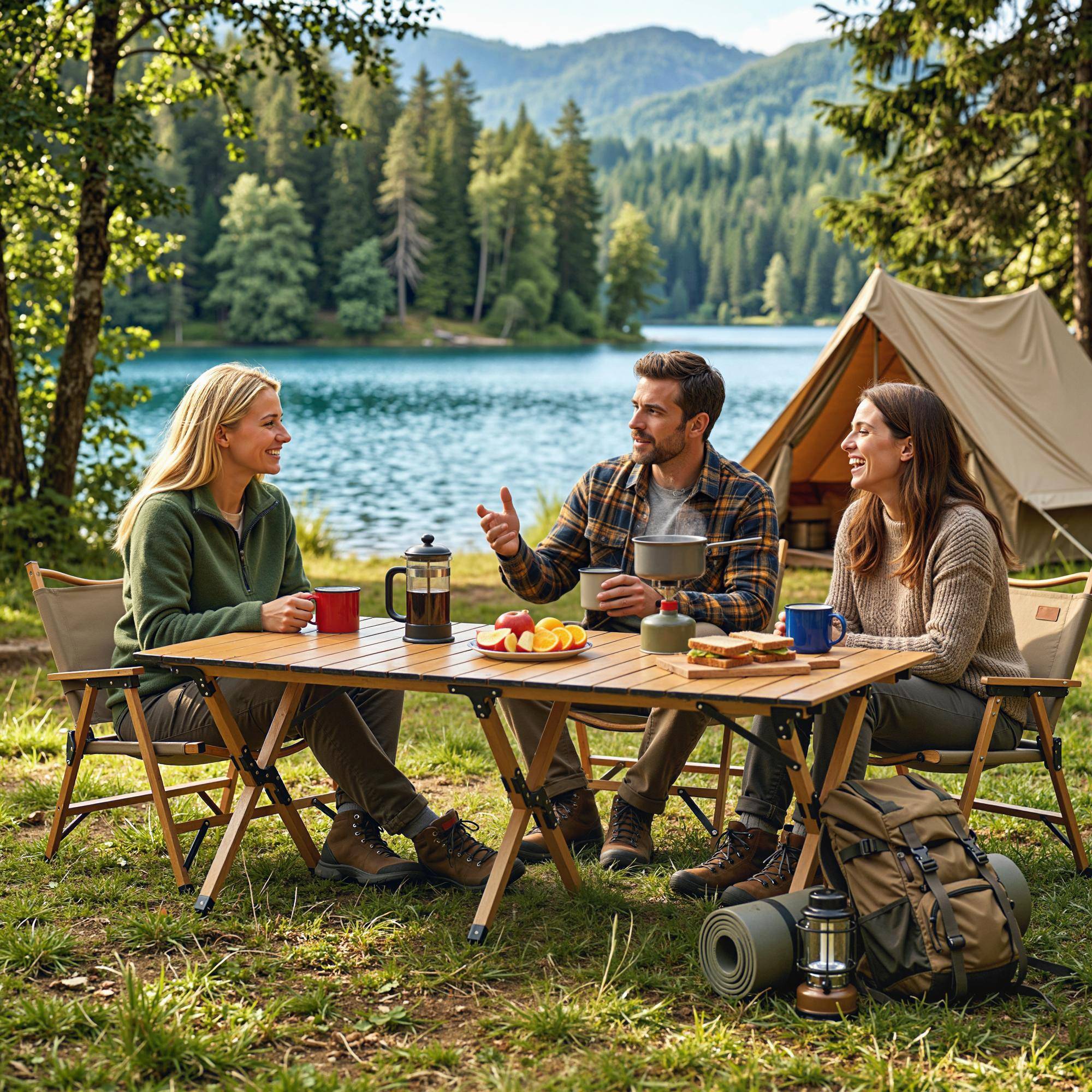 Table de camping pliante aluminium aspect bois 117 x 60 x 44 cm - PANGIVO - Image 10