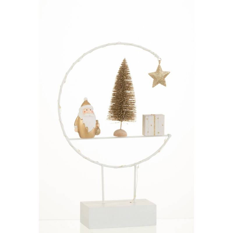 Décoration de Noël sur socle en bois blanc 30x20x5.8 cm - J-Line