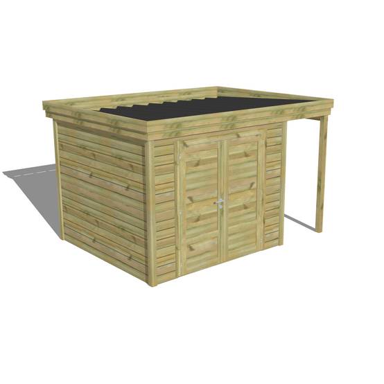 ABRI DE JARDIN bois autoclave 27mm - 3,64x2,64m / 10m2 - Bac acier - Abri Français - Image 1