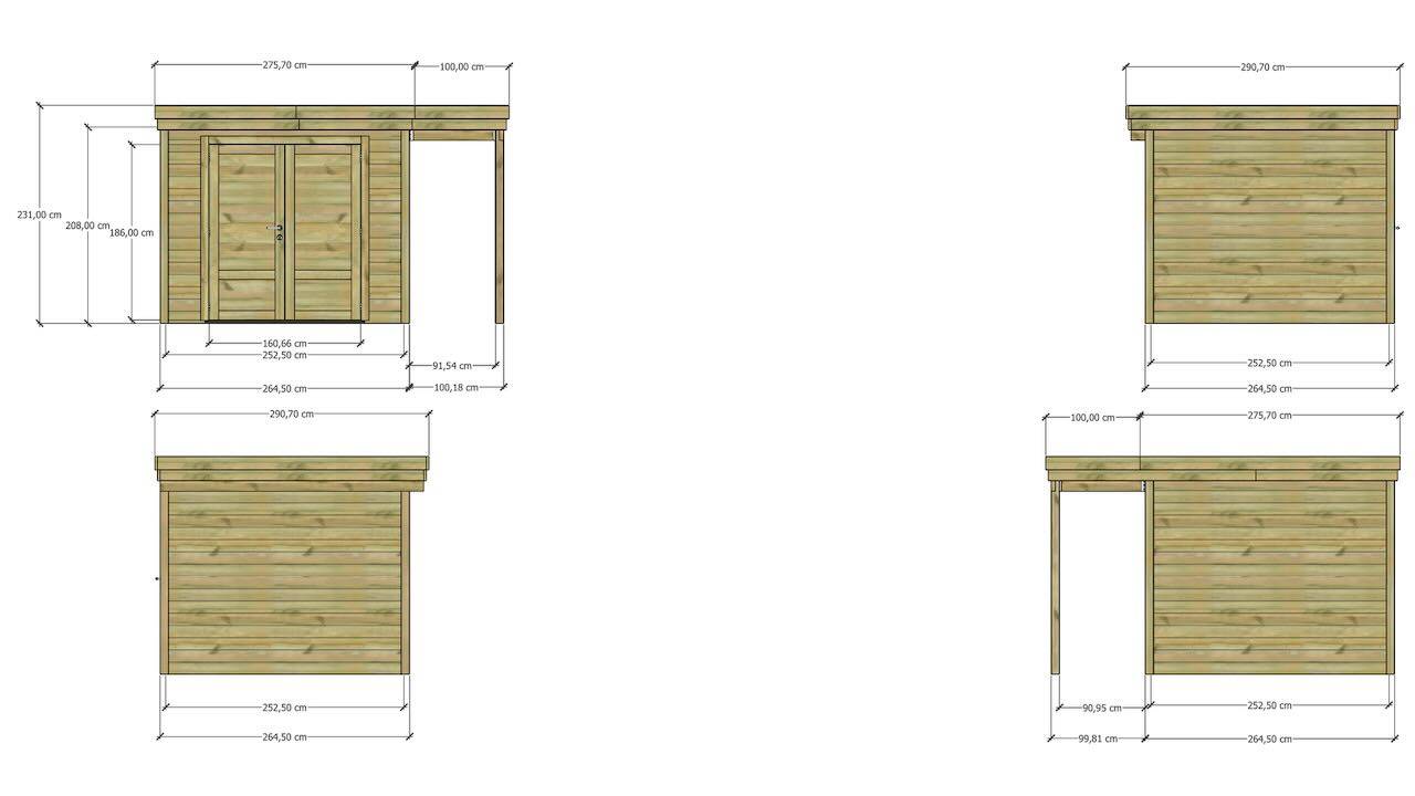 ABRI DE JARDIN bois  autoclave 27mm - 3,64x2,64m / 10m2 - Bac acier - Abri Français - Image 4