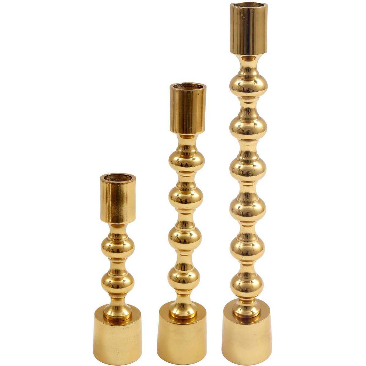 Sil - Ensemble de 3 bougeoirs en aluminium dorés Laurie - Image 1