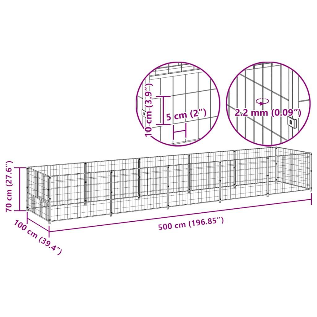 Vidaxl - Chenil Noir 5 m² Acier vidaXL 3082095 - Image 3