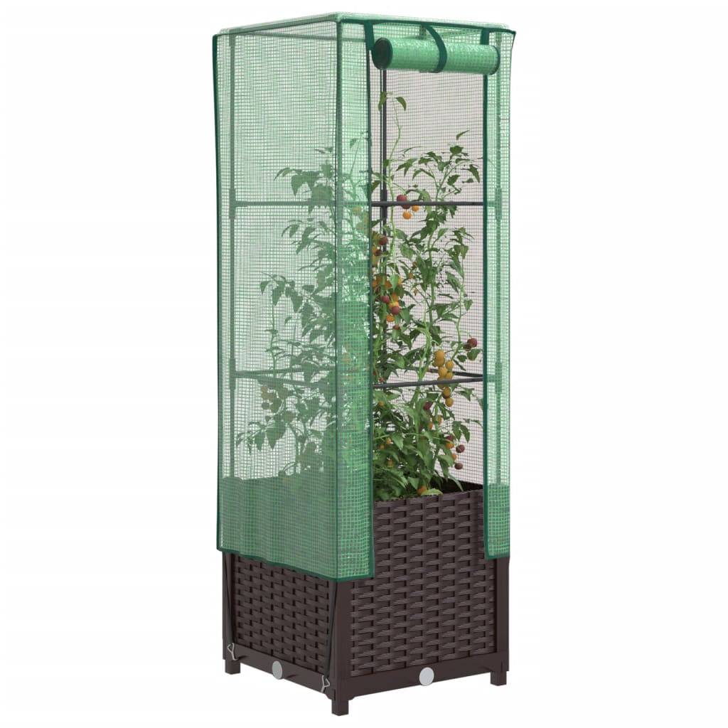 Vidaxl - Jardinière surélevée avec housse aspect rotin-Lit surélevé de jardin 40x40x139 cm 891764 - Image 1