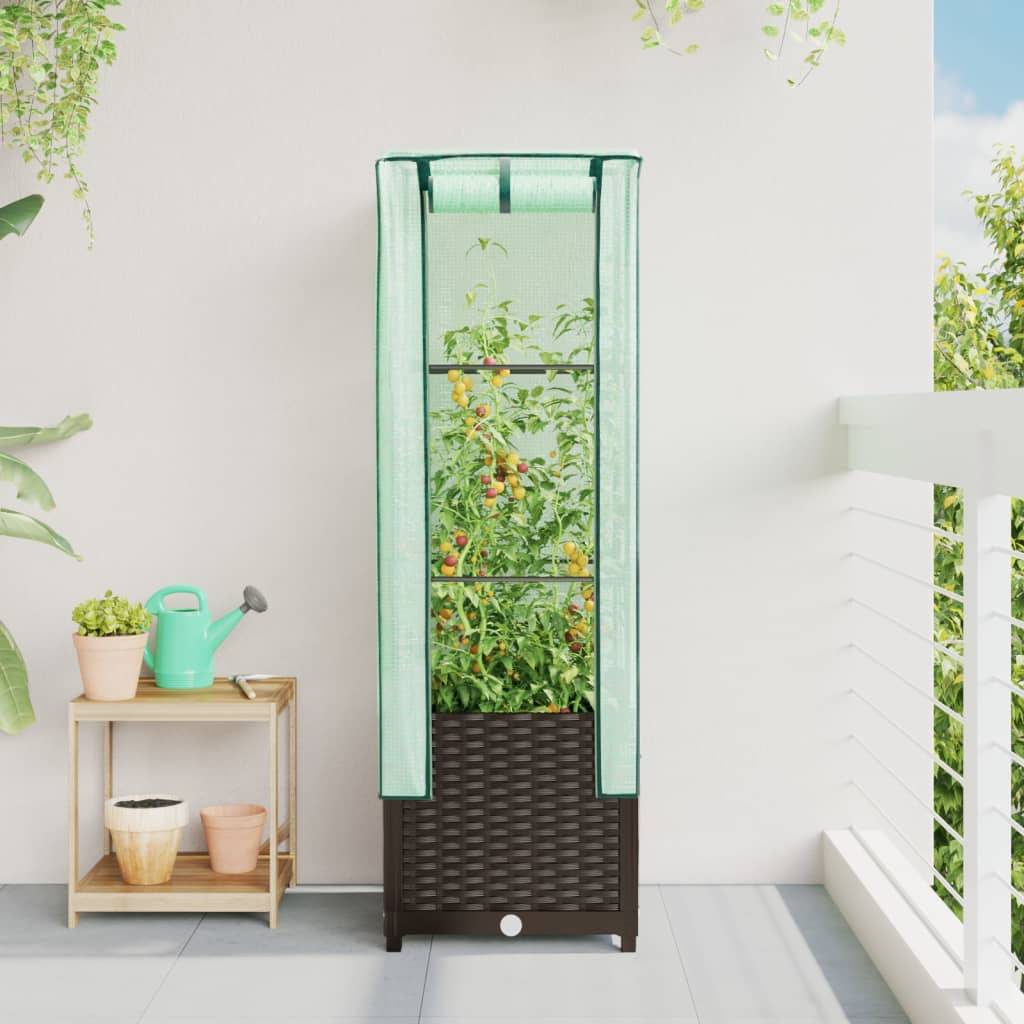 Vidaxl - Jardinière surélevée avec housse aspect rotin-Lit surélevé de jardin 40x40x139 cm 891764 - Image 3