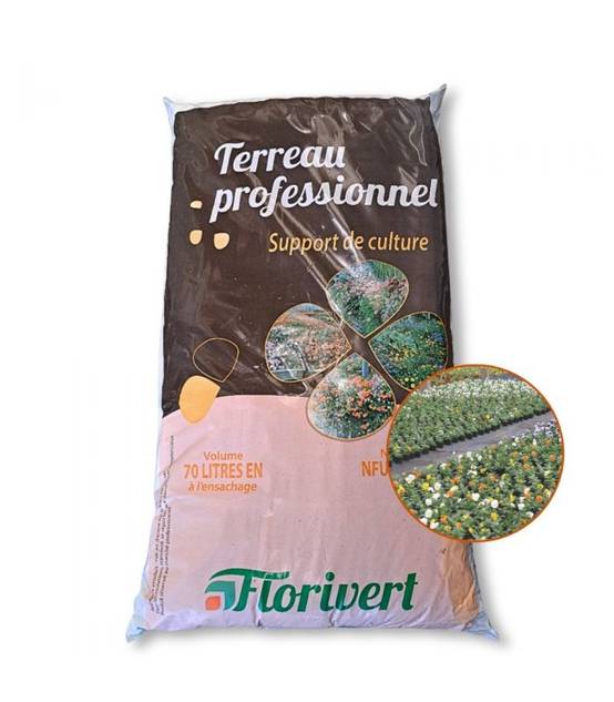 Terreau pour plantes vertes et fleurs Flori Horticole 70L, structure fine - Florivert NEG01644 - Image 1