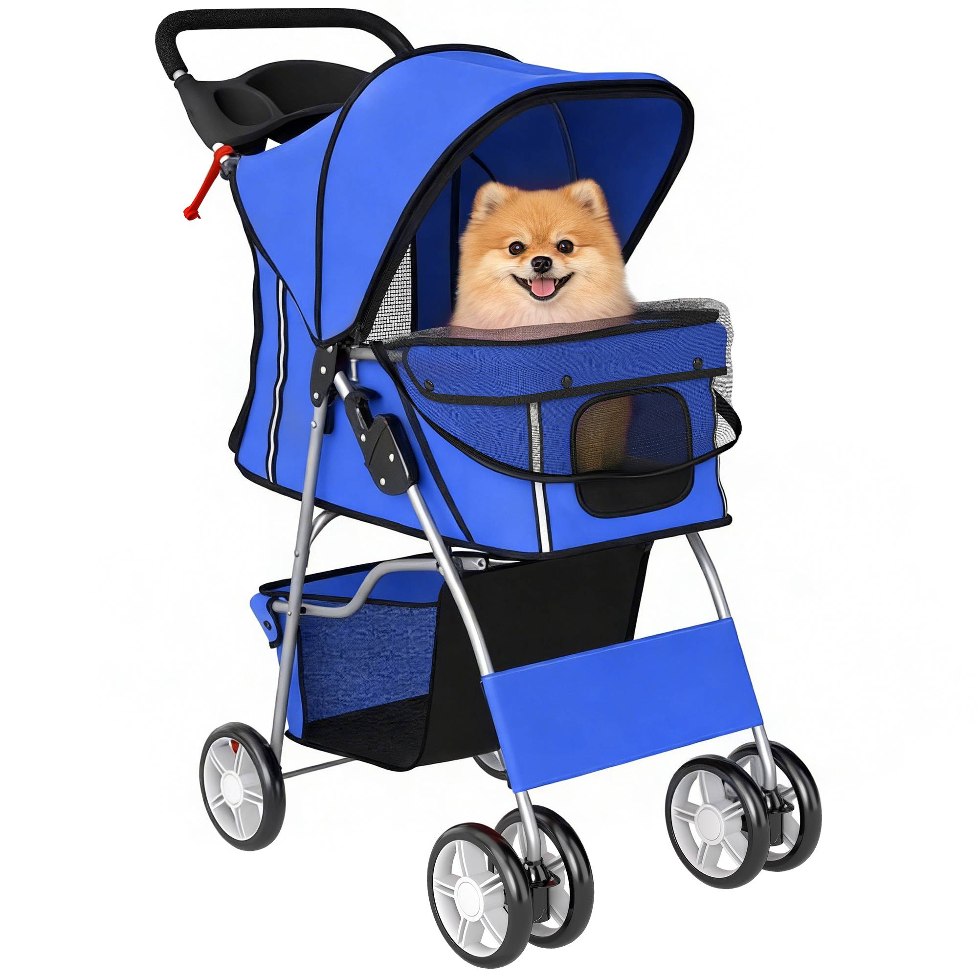 Poussette pour chien et chat, pliable, jusqu'à 10 kg, bleue - Image 1