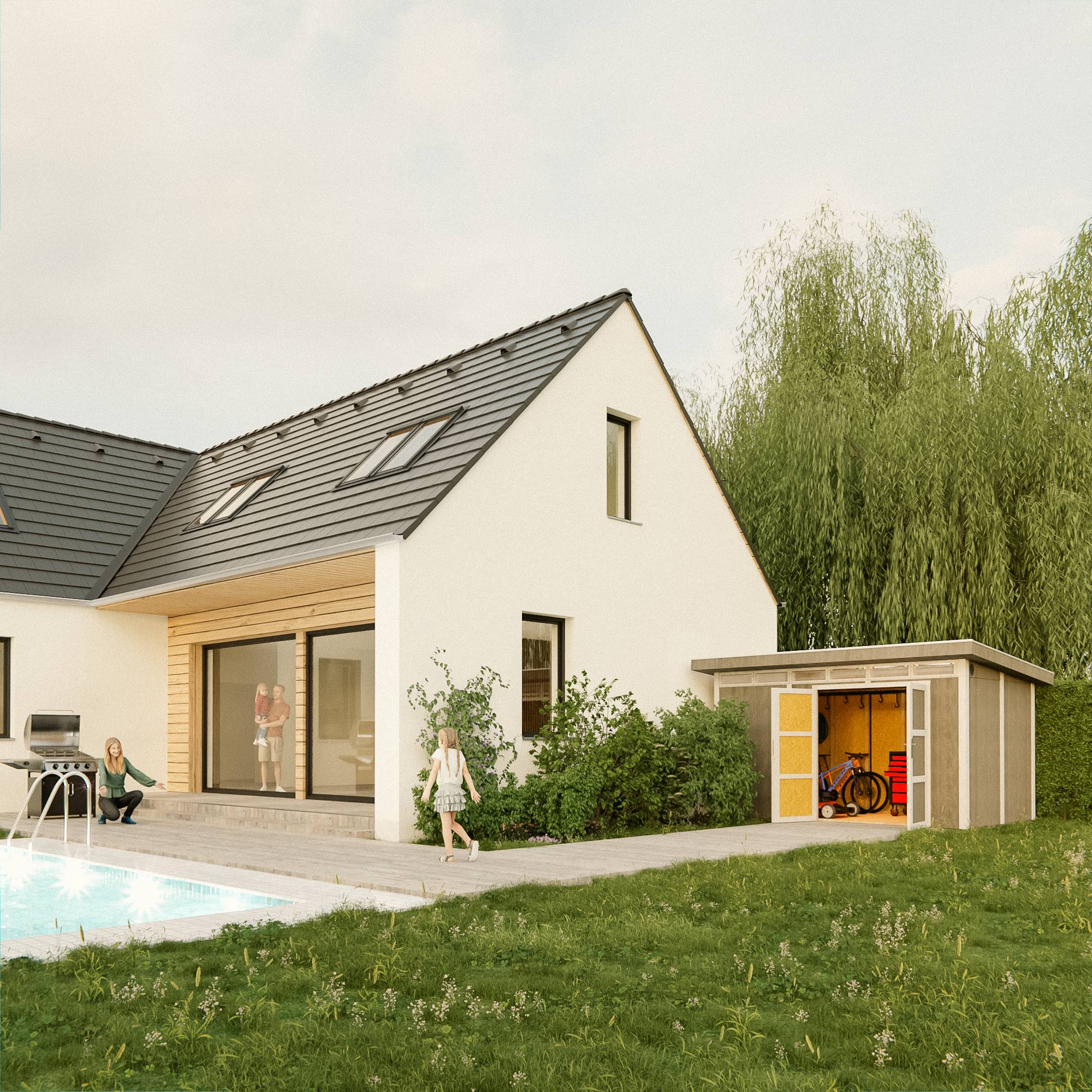 Timbela - Abri de Jardin Qualité Premium 9m² / L412xL279cm - Kit tout compris avec sol, tuiles bitumineuses, set de peinture - Timbela M904A - Image 5