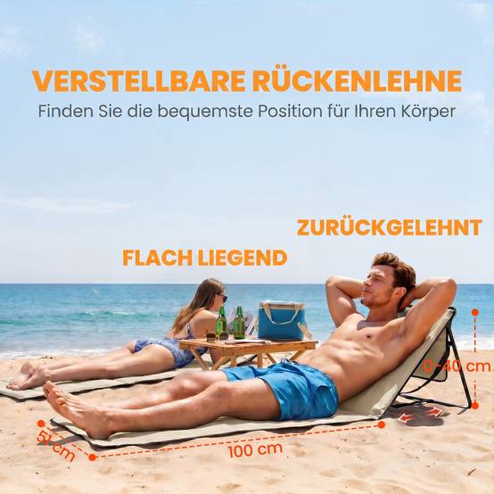 Lot 2 tapis de plage pliables tissu oxford parc piscine dossier réglable beige - ComfortXL Outdoor Living - Image 6