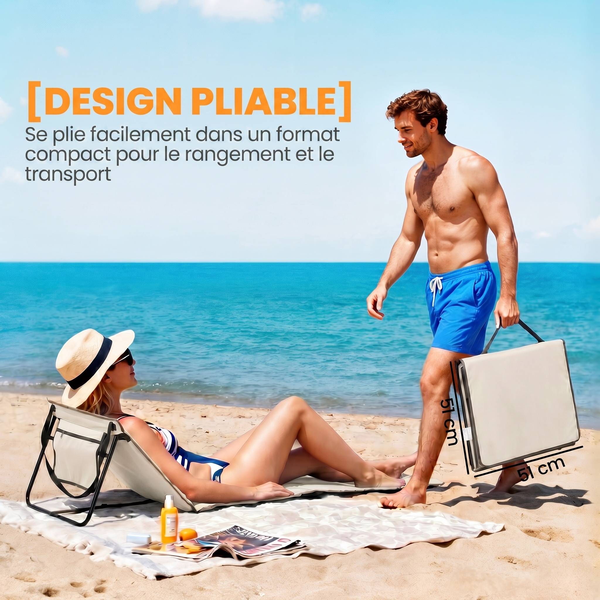 Lot 2 tapis de plage pliables tissu oxford parc piscine dossier réglable beige - ComfortXL Outdoor Living - Image 7