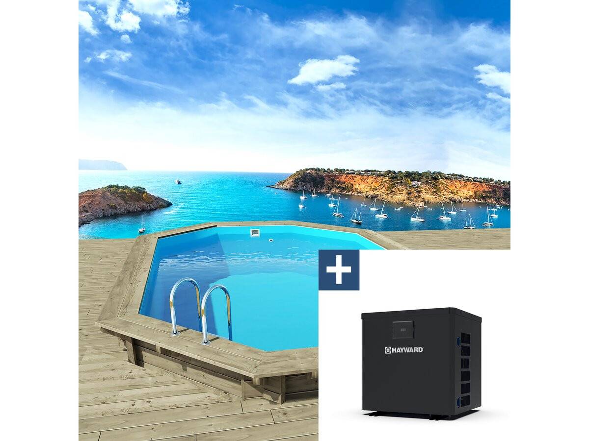 Piscine Bois " Miami 120  " - 4.86 X 3.36 X 1.20 M + Pompe à Chaleur  3.5 Kw/h -habitat Et Jardin - Image 1