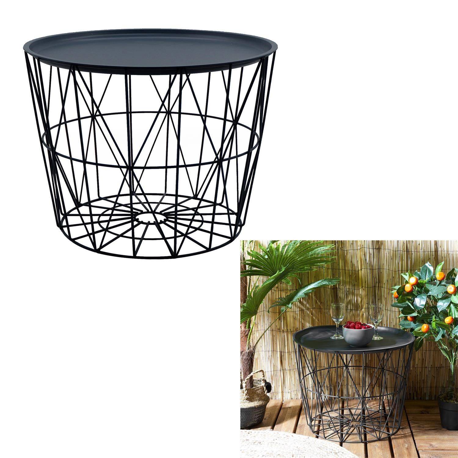 Sans Marque - Table filaire d'extérieur métal - Diam 50 cm - Gris - Image 4