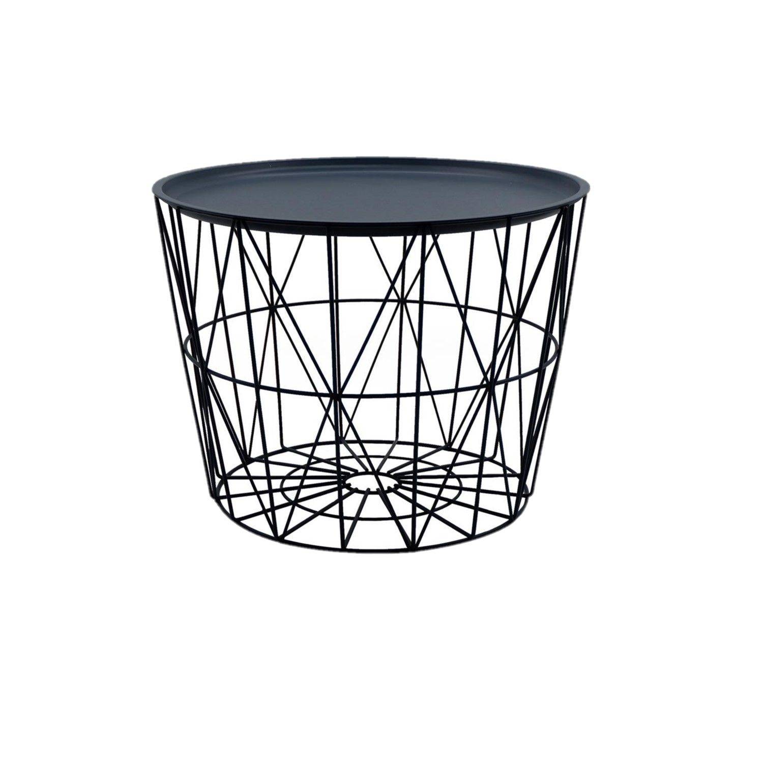 Sans Marque - Table filaire d'extérieur métal - Diam 50 cm - Gris - Image 1