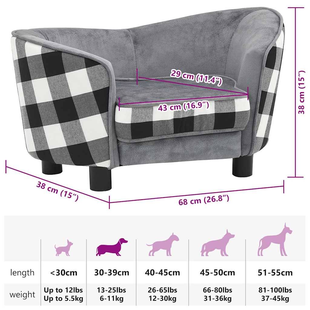Vidaxl - Canapé pour chien Gris 68x38x38 cm Peluche vidaXL 170963 - Image 3