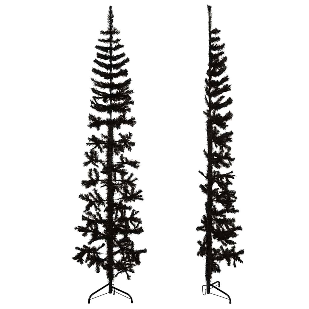 Vidaxl - Demi sapin de Noël artificiel mince avec support Noir 210 cm vidaXL 344577 - Image 7