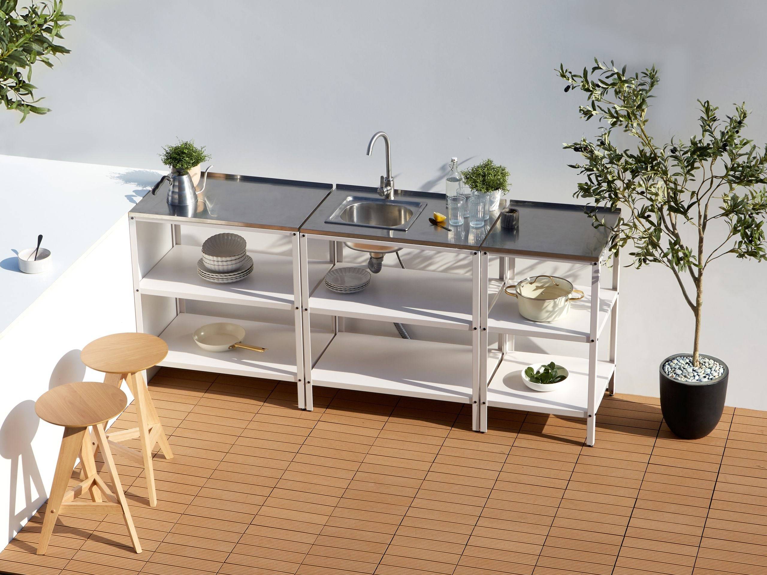 Beliani - Cuisine de jardin Acier Blanc VILAMA - 50x50x90- Beliani - Image 1