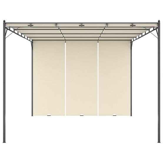 Pergola Jardin - Tonnelle - Belvédère de jardin avec rideau latéral 4x3x2,25 m Crème - Image 1