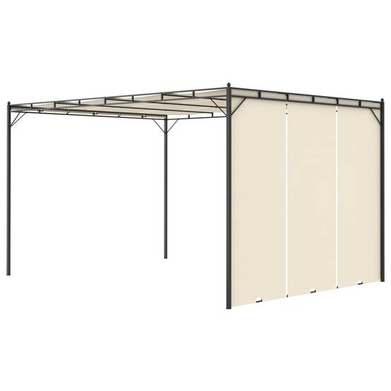 Pergola Jardin - Tonnelle - Belvédère de jardin avec rideau latéral 4x3x2,25 m Crème - Image 4