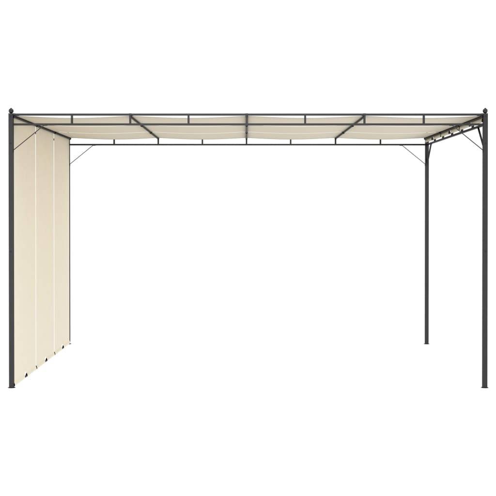 Pergola Jardin - Tonnelle - Belvédère de jardin avec rideau latéral 4x3x2,25 m Crème - Image 3