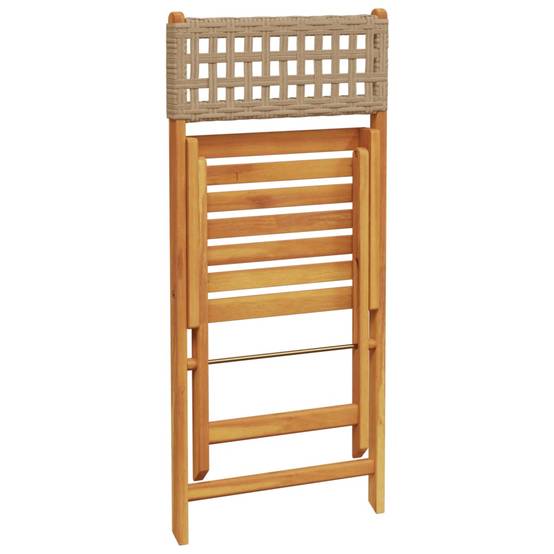 Lot de 8 Chaises de Jardin Pliantes Bois d'Acacia et Résine Tressée pour Balcon Terrasse Beige – ComfortXL Outdoor Living - Image 7