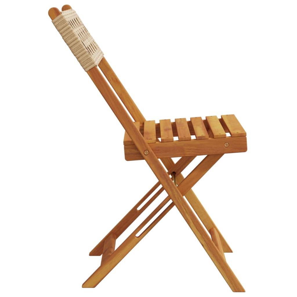 Lot de 8 Chaises de Jardin Pliantes Bois d'Acacia et Résine Tressée pour Balcon Terrasse Beige – ComfortXL Outdoor Living - Image 5